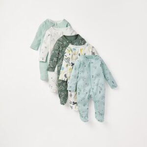 Junior Dinosaur Prints Long Sleeve Close Feet Sleepsuit with Zip Closure